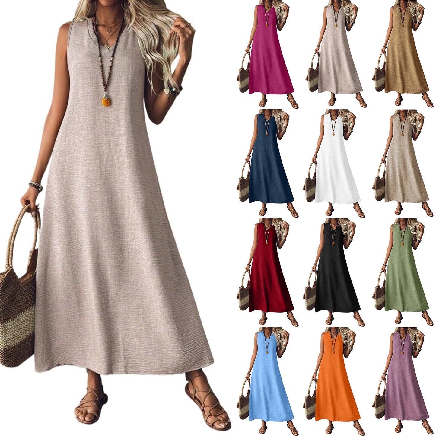 Chic Hemp Sleeveless Dress Elizabeth Ainsley