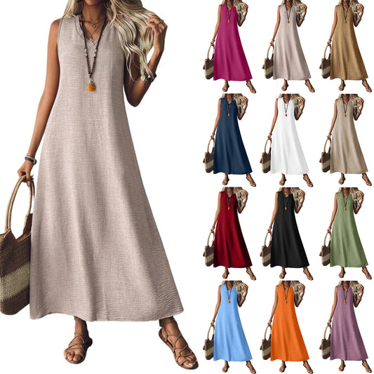 Chic Hemp Sleeveless Dress Elizabeth Ainsley