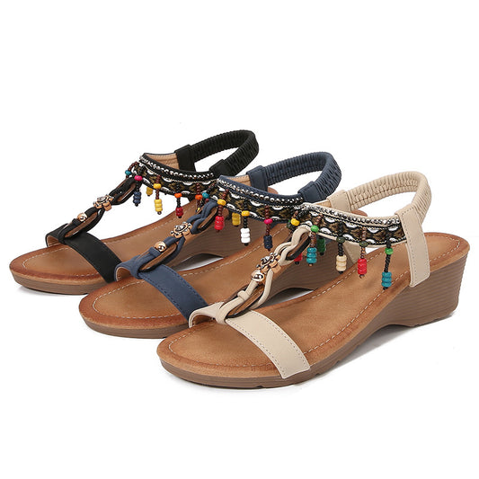 Chic Rhinestone Wedge Sandals by Elizabeth Ainsley