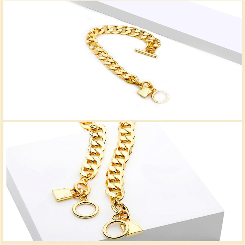 Chunky Link Bracelet with Toggle Clasp and Padlock Charm