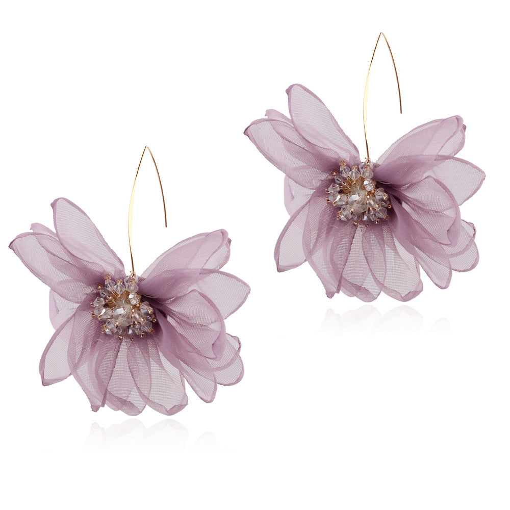Handmade Big Flower Dangle Earrings