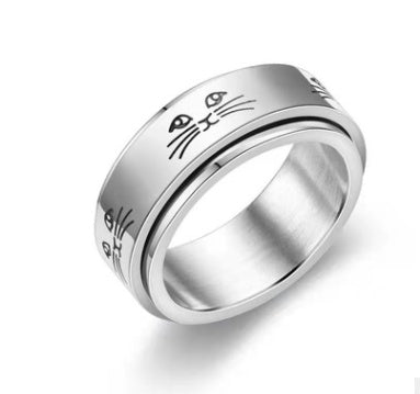 Celestial Engraved Band Ring – Moon, Star & Minimal Pattern Set
