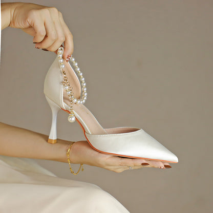 Elegant Elizabeth Ainsley Satin Tassel Stiletto Heels