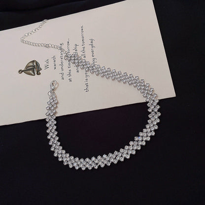 Silver Crystal Tennis Choker Necklace – Elegant Sparkling Statement Jewelry