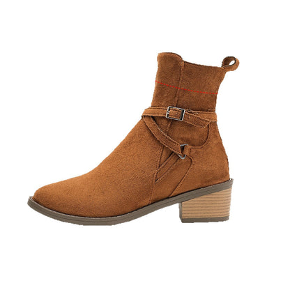 Elizabeth Ainsley Ankle Boots - Cross-Strap Mid-Heel Comfort