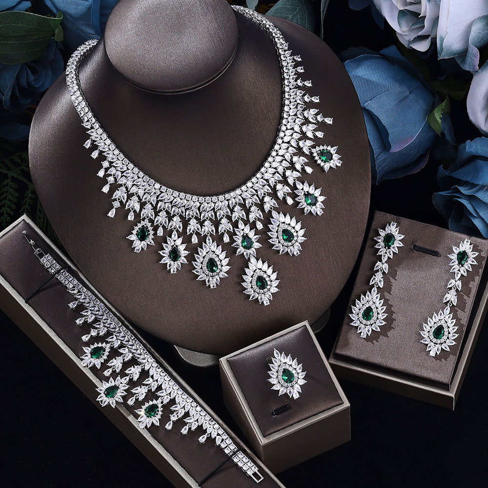 Women’s Vintage Blue Crystal Wedding Jewelry Set
