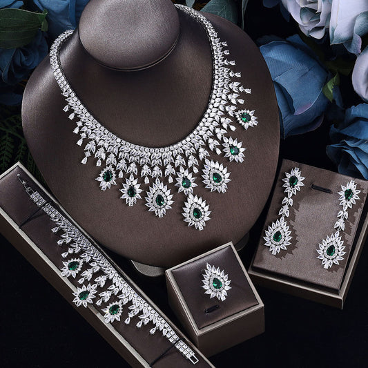 Women’s Vintage Blue Crystal Wedding Jewelry Set