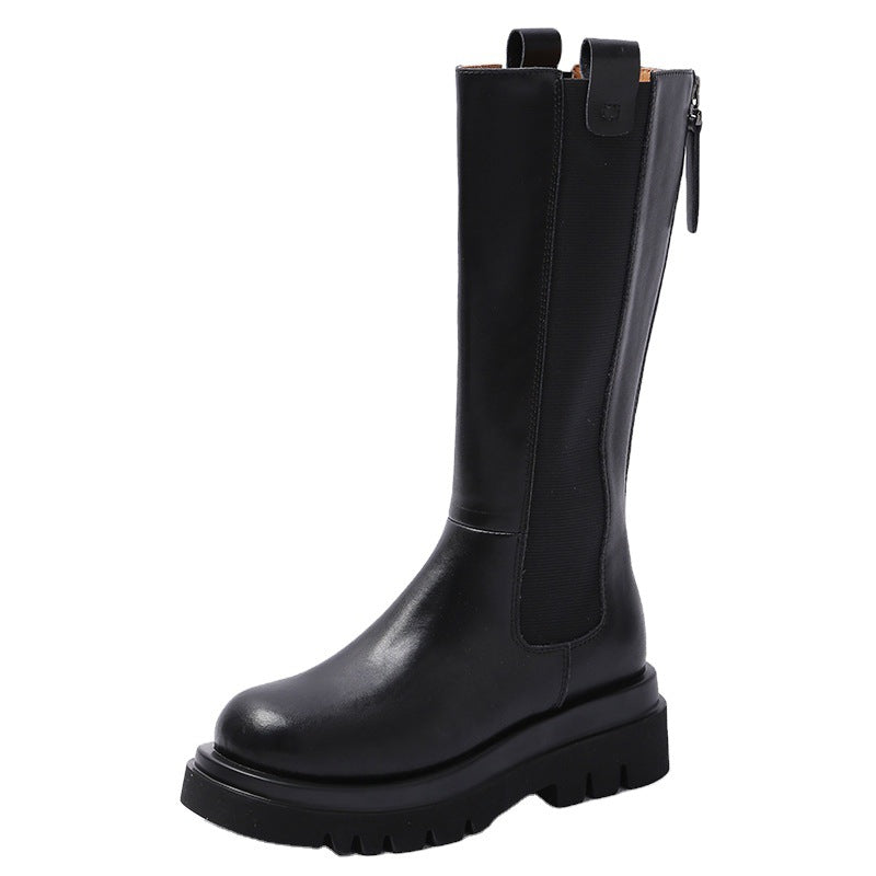 Elizabeth Ainsley | Mid-Calf Boots with Treaded Sole & Zipper