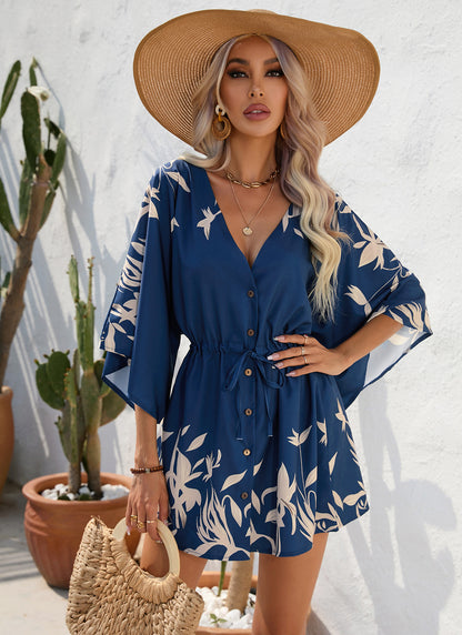 Leaf Print Summer Dress by Elizabeth Ainsley