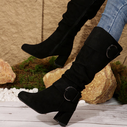 Elizabeth Ainsley Beltbuckle Boots - Chunky Heel Comfort