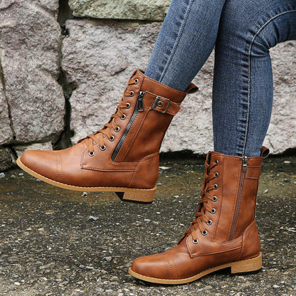 Elizabeth Ainsley Women's Lace Up Low Heel Boots - Supportive