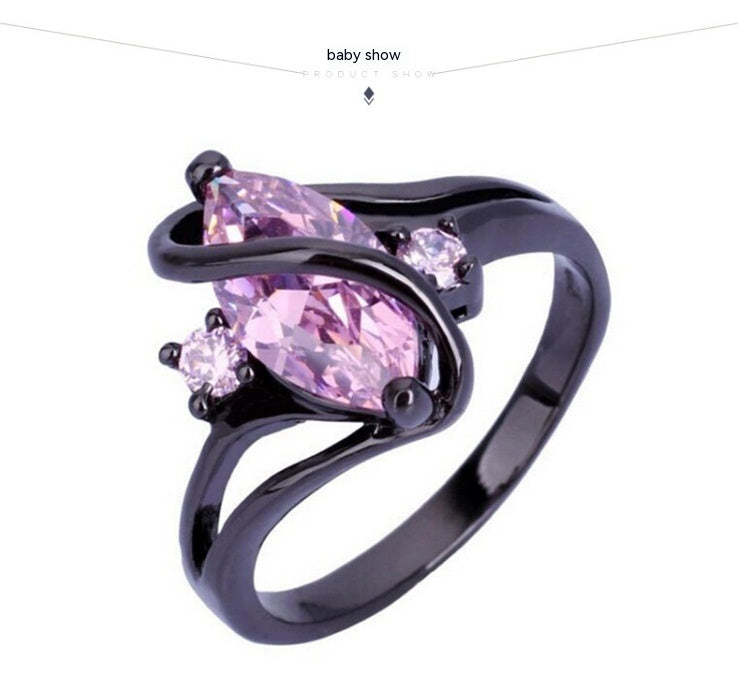 Midnight Orbit Black Rhodium Gemstone Statement Ring