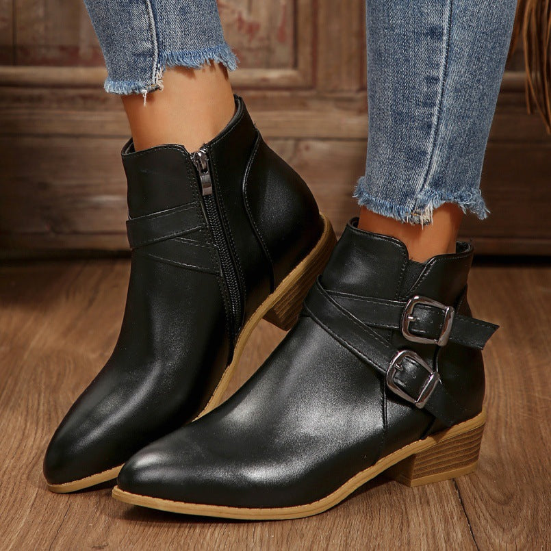 Elizabeth Ainsley Ankle Boots - Chunky Heel Leather Comfort