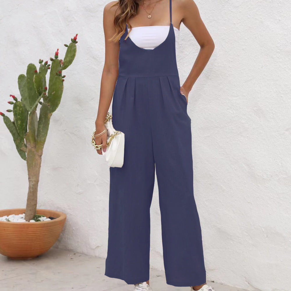 Chic Linen Blend Elizabeth Ainsley Casual Jumpsuit