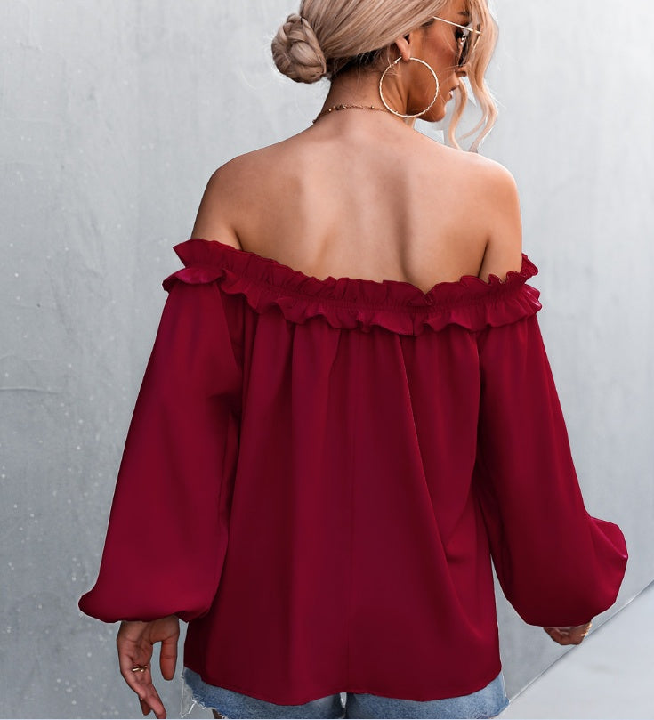 Chic Off-Shoulder Lantern Sleeve Top Elizabeth Ainsley