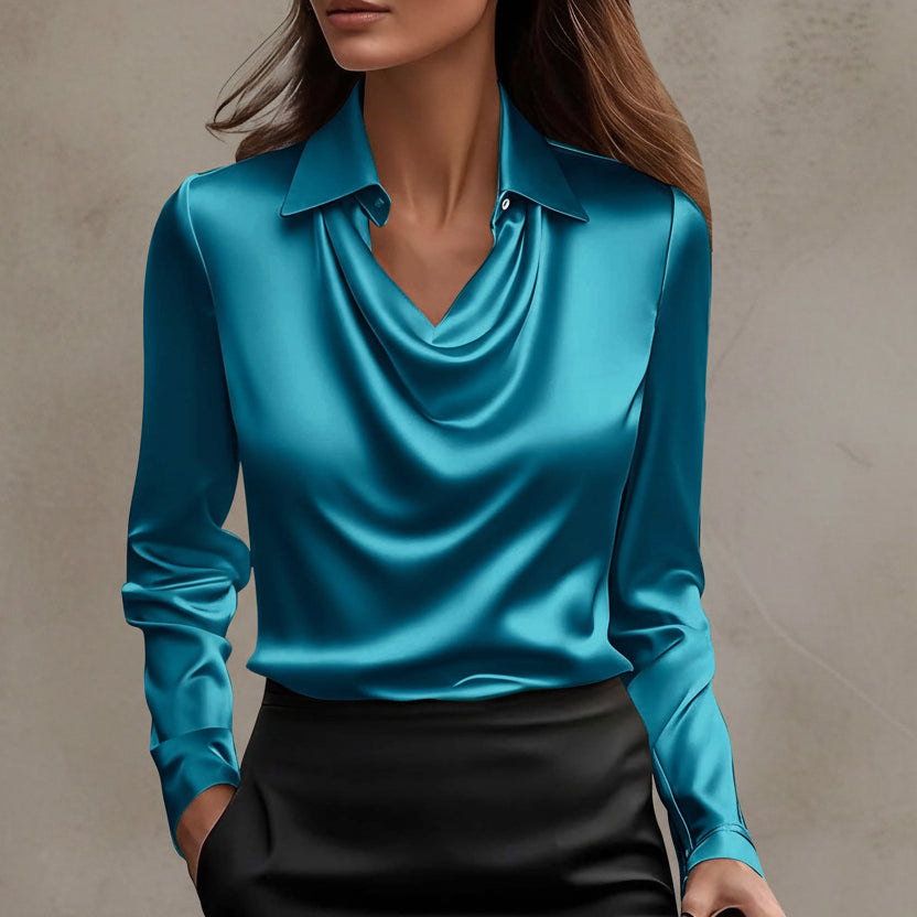 Elegant Satin Swing Collar Top by Elizabeth Ainsley