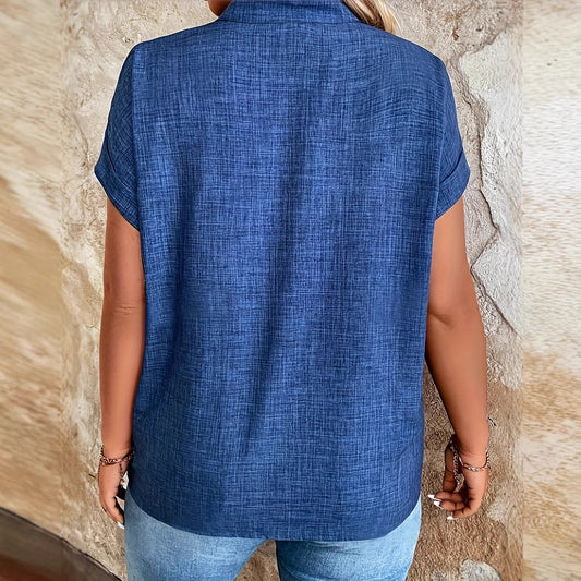 Elegant Elizabeth Ainsley Notched V-Neck Batwing Blouse