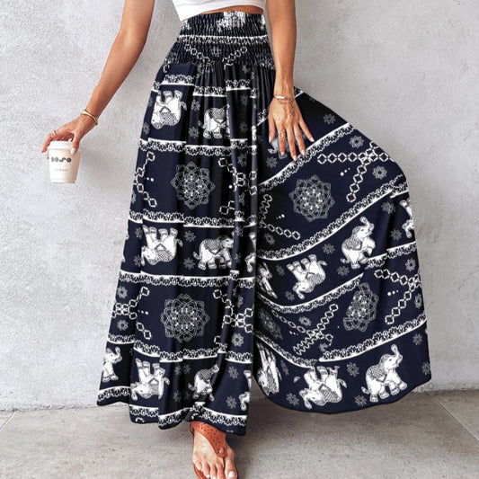 Retro Floral Wide-Leg Pants by Elizabeth Ainsley