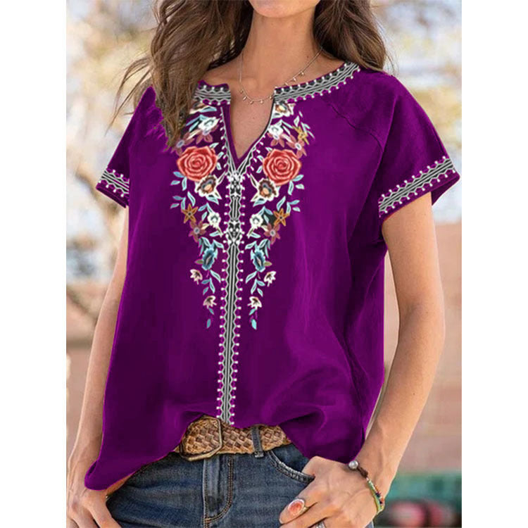 Ethnic Print Short Sleeve Top Elizabeth Ainsley