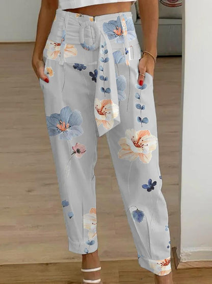 Floral Linen Cropped Pants Elizabeth Ainsley Women’s