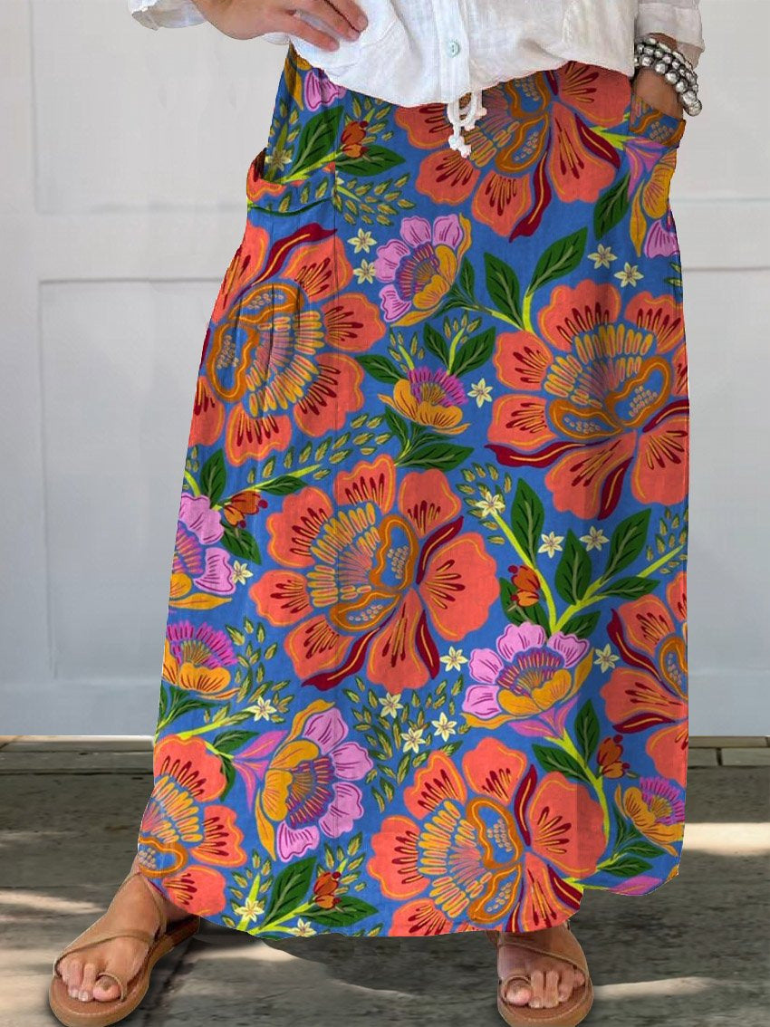 Retro Floral Elizabeth Ainsley Everyday Pocket Skirt