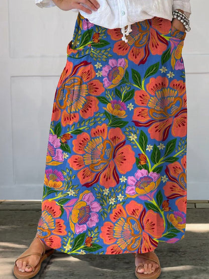Retro Floral Elizabeth Ainsley Everyday Pocket Skirt