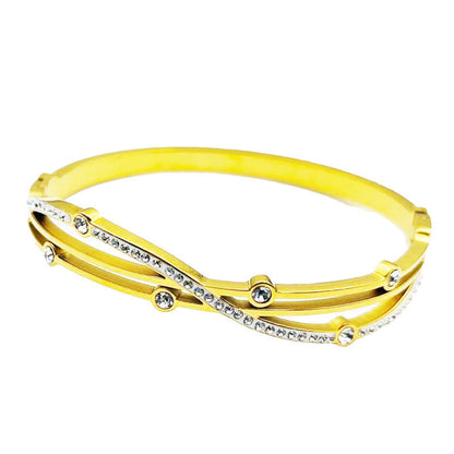 Multi-Band Crystal Detail Bracelet with Elegant Layered Design