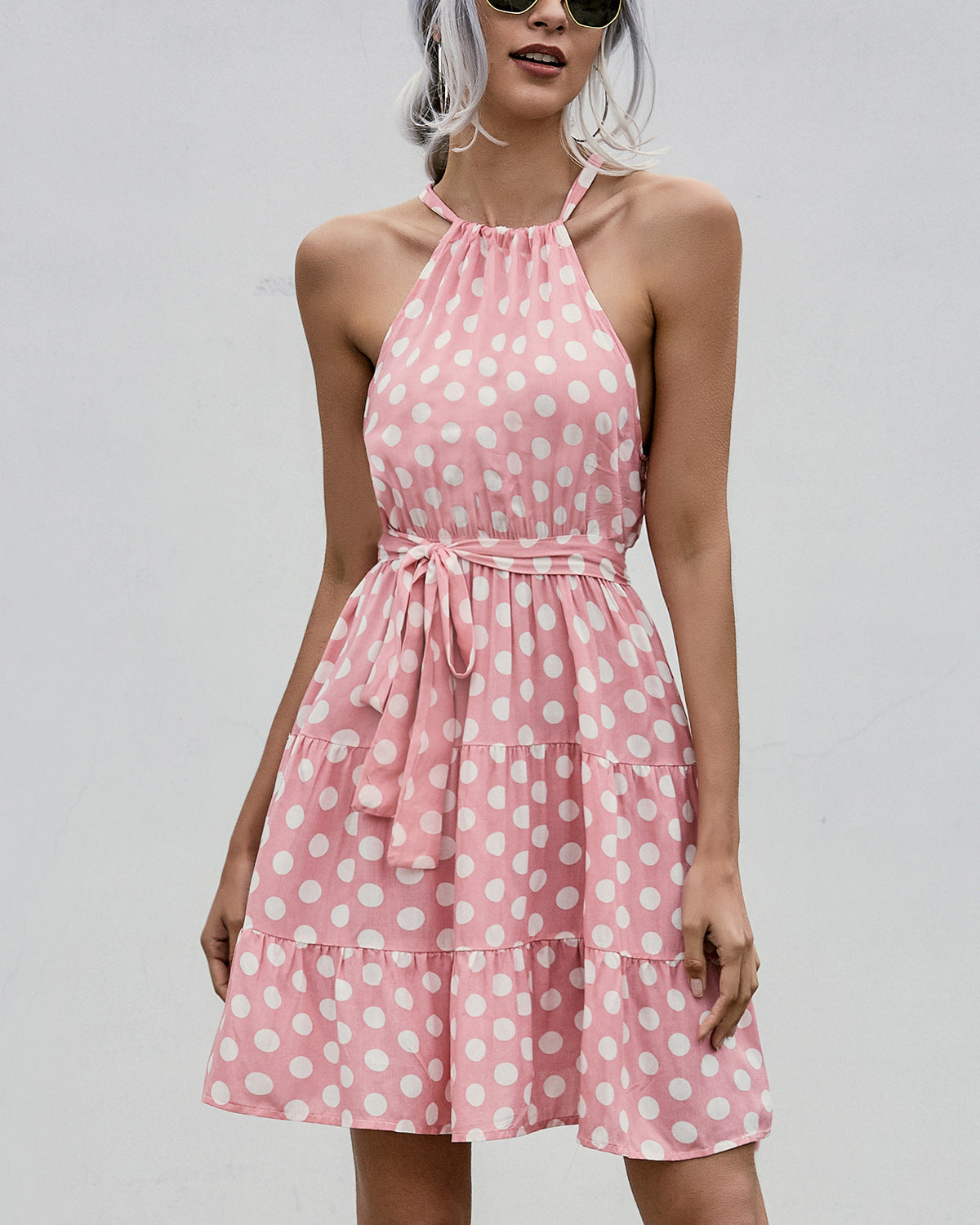 Chic Polka Dot Halter Dress by Elizabeth Ainsley