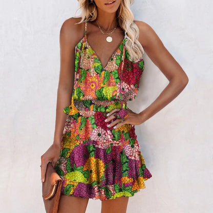 Vibrant Floral V-Neck Dress by Elizabeth Ainsley