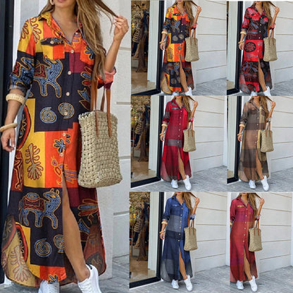 Vibrant Print Elizabeth Ainsley Shirt Dress