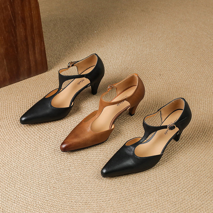 Retro T-Strap High Heel Sandals by Elizabeth Ainsley