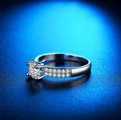 Classic Halo Solitaire Ring – Silver Tone Cubic Zirconia