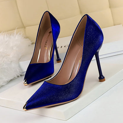 Elegant Metallic Satin Heels by Elizabeth Ainsley