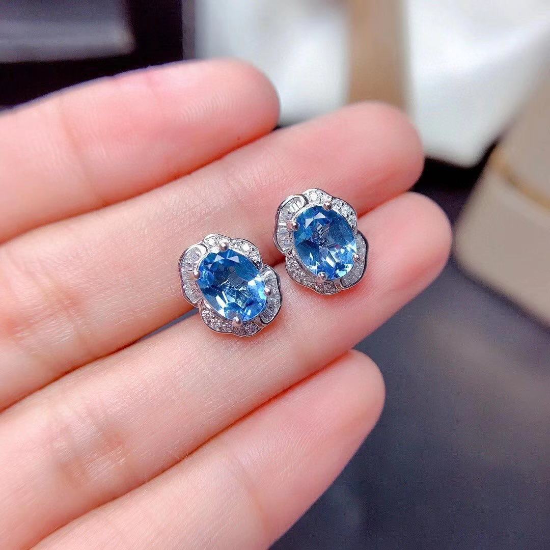 Natural Blue Topaz Jewelry Set