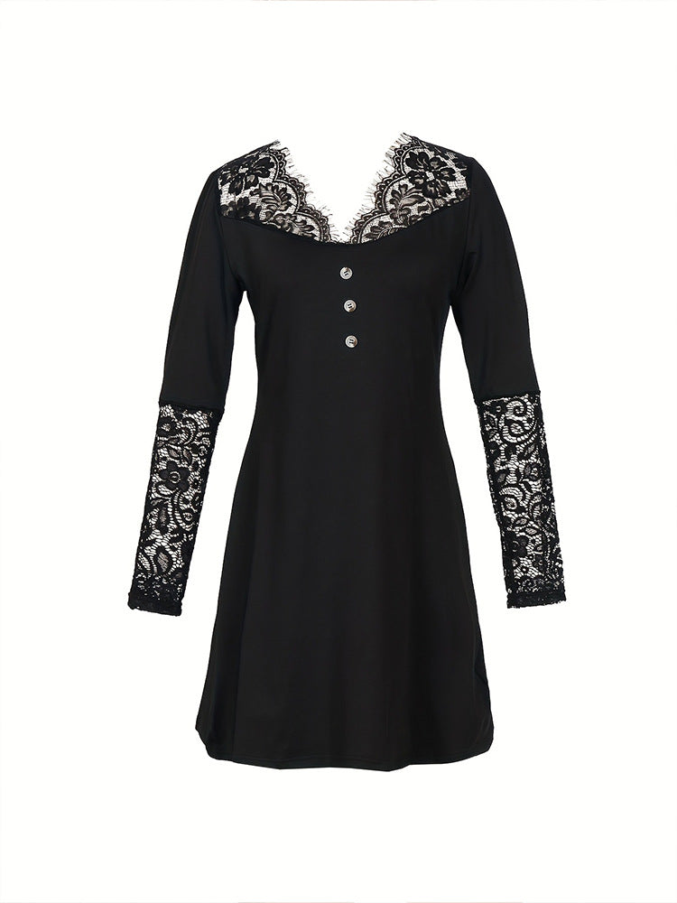 Elegant Lace V-Neck Dress by Elizabeth Ainsley