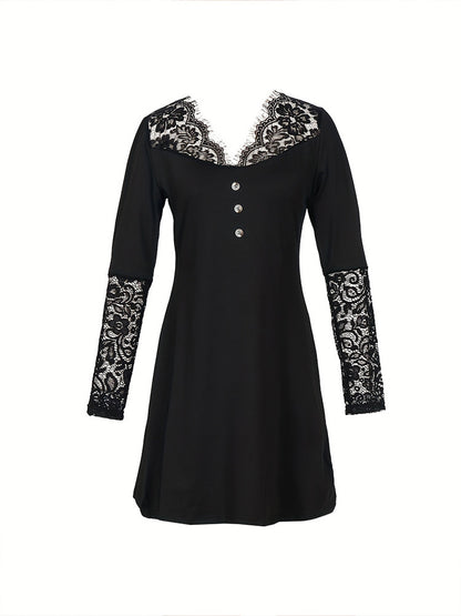 Elegant Lace V-Neck Dress by Elizabeth Ainsley