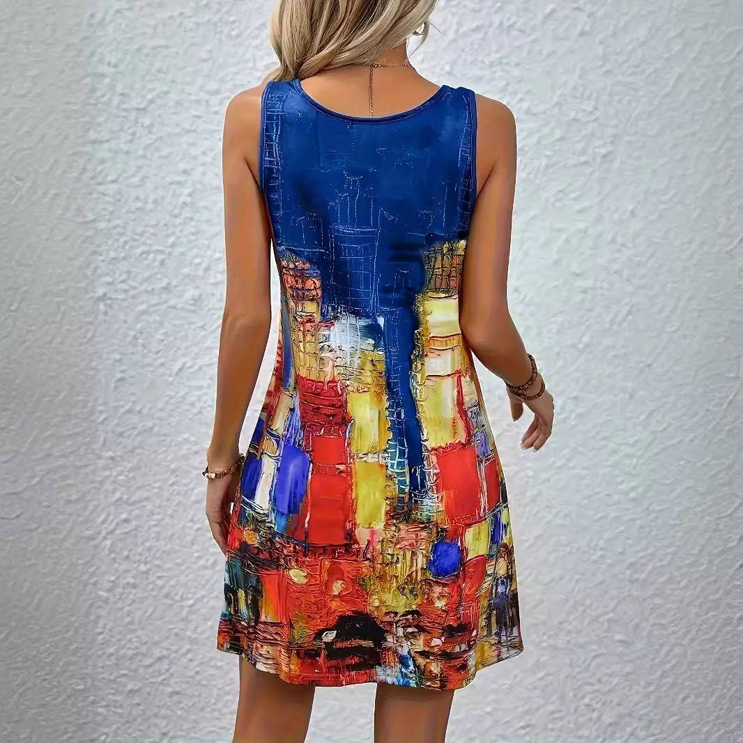Vibrant Print Elizabeth Ainsley Summer A-Line Dress