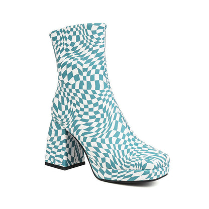 Lisa | Orthopedic Printed  Square Toe Heel Boots