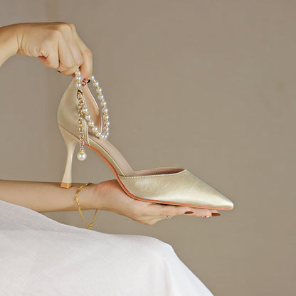 Elegant Elizabeth Ainsley Satin Tassel Stiletto Heels