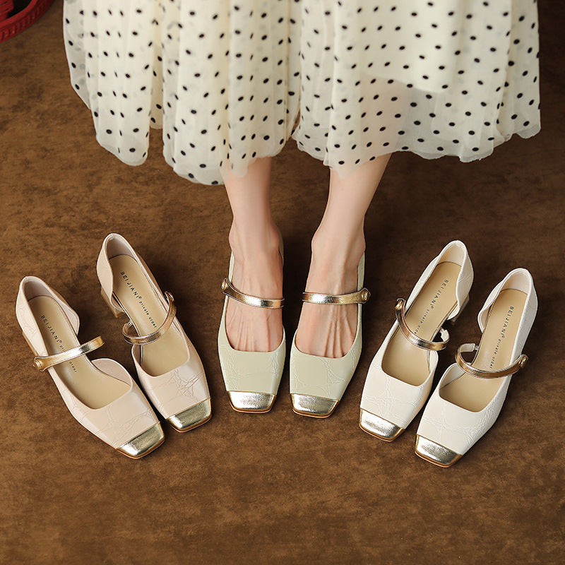Retro Buckle Elizabeth Ainsley Mid Heel High Heels