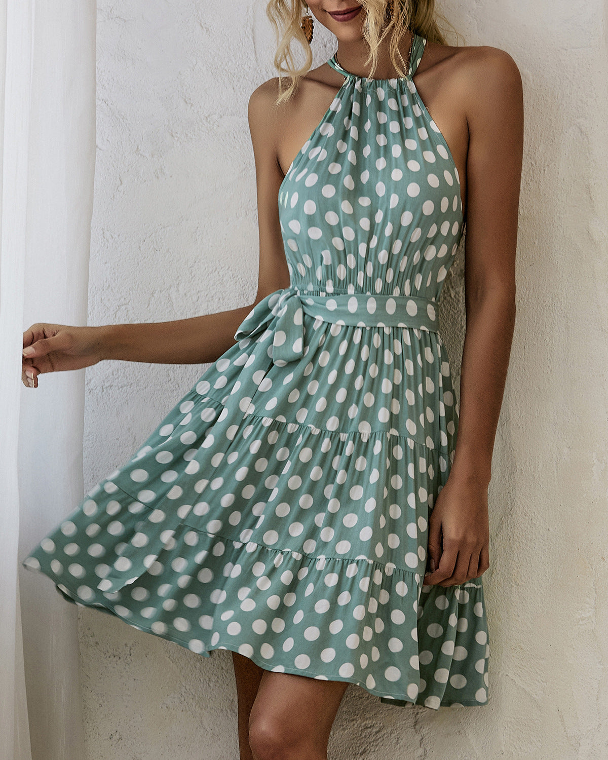 Chic Polka Dot Halter Dress by Elizabeth Ainsley