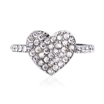 Sparkling Pavé Heart Ring – Romantic Crystal Statement Band