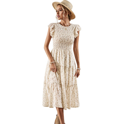 Elegant Floral Elizabeth Ainsley Summer Midi Dress