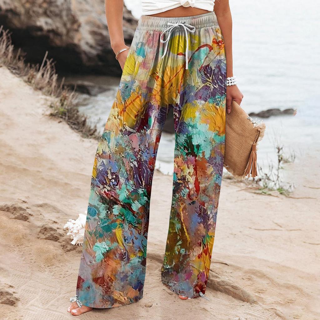 Boho Botanical Elizabeth Ainsley Women's Wide-Leg Pants