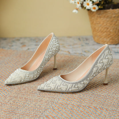 Elegant Pearl Stiletto Heels by Elizabeth Ainsley