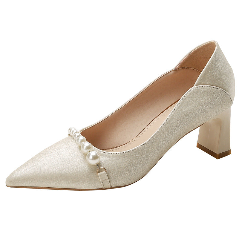 Elegant Pearl Pointed Heels by Elizabeth Ainsley