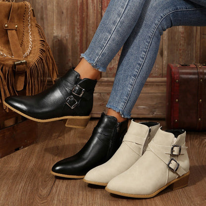 Elizabeth Ainsley Ankle Boots - Chunky Heel Leather Comfort