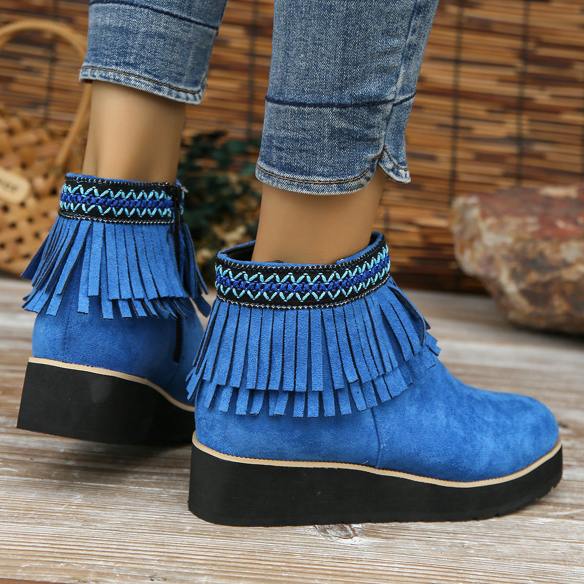 Elizabeth Ainsley Wedge Bootie - Fringe Comfort Design
