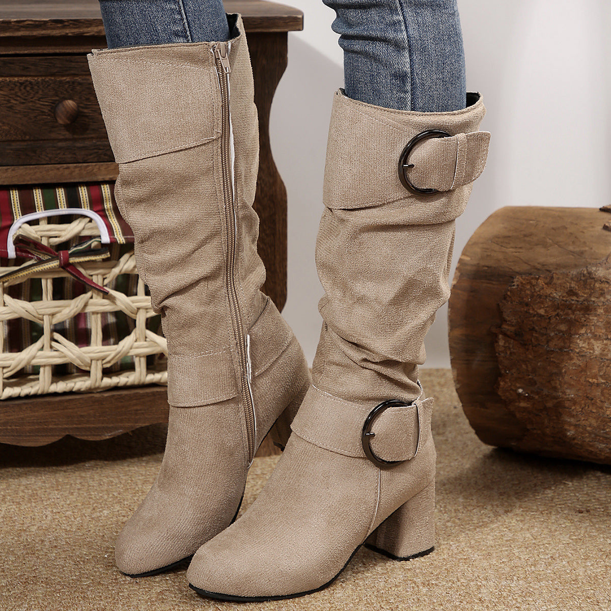 Elizabeth Ainsley Beltbuckle Boots - Chunky Heel Comfort