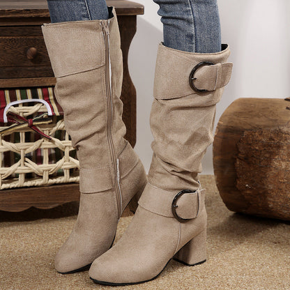 Elizabeth Ainsley Beltbuckle Boots - Chunky Heel Comfort